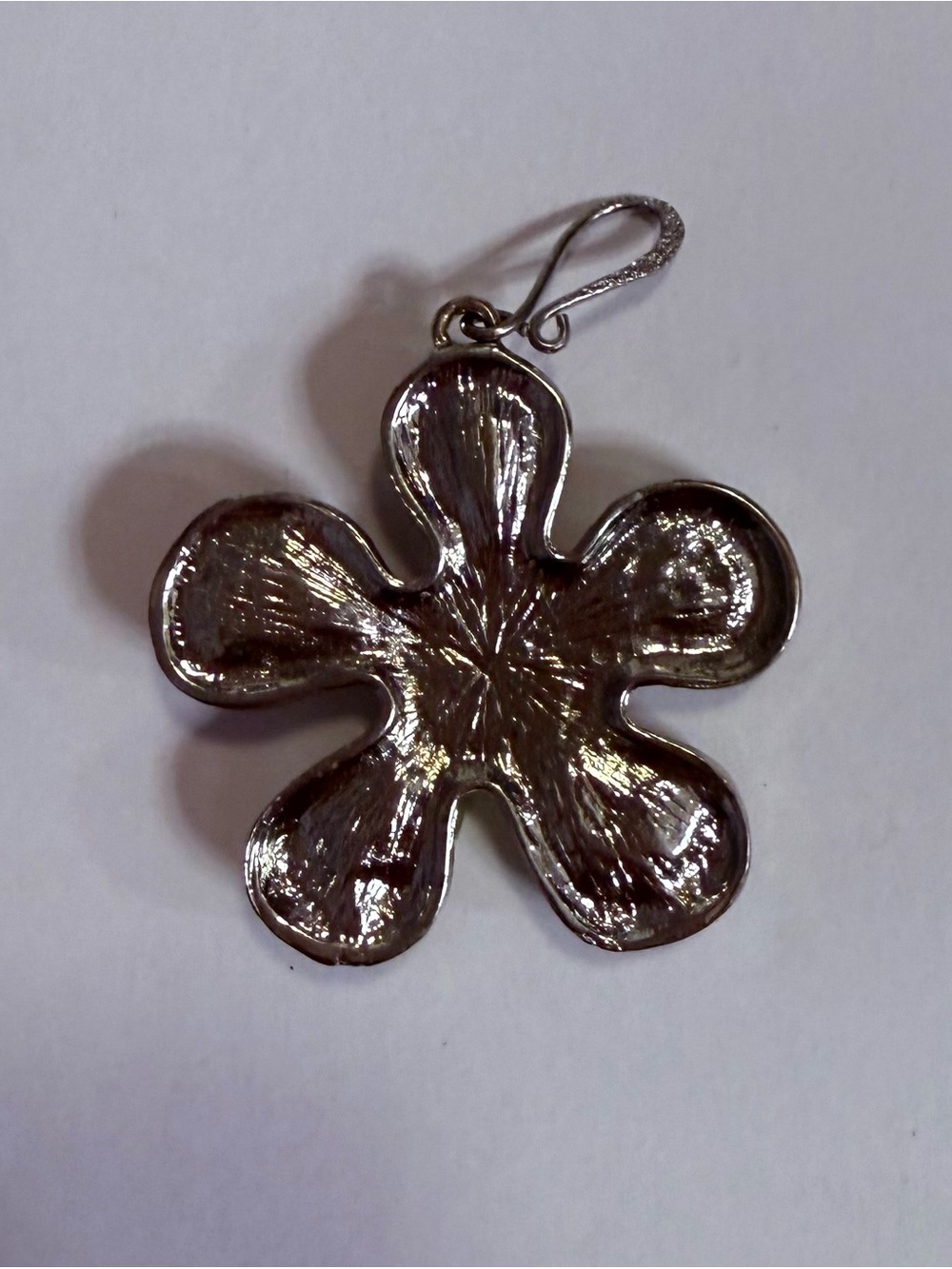 Bold Floral Statement Pendant with Faux Pearls & Crystals-2” Chunky Flower Charm - Picture 3 of 7